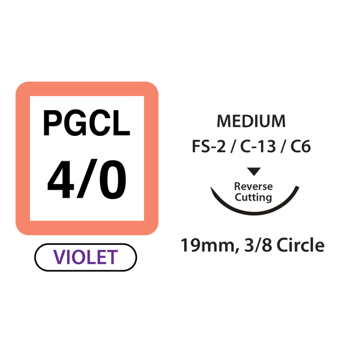 UNIFY PGCL Suture - 4/0 - 19mm 3/8 Circle R/C Needle - 18" Violet Thread - 12/Box