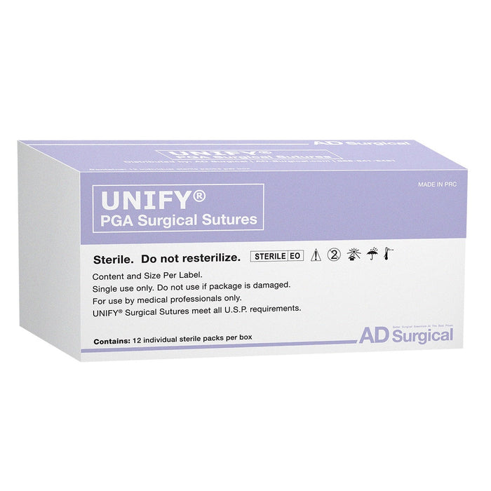 UNIFY PGA Suture - 5/0 - 13mm 3/8 Circle R/C Needle - 18" Violet Thread - 12/Box