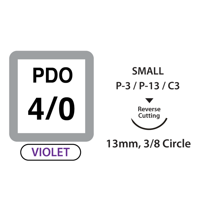 UNIFY PDO Suture - 4/0 - 13mm 3/8 Circle R/C Needle - 18" Violet Thread - 12/Box